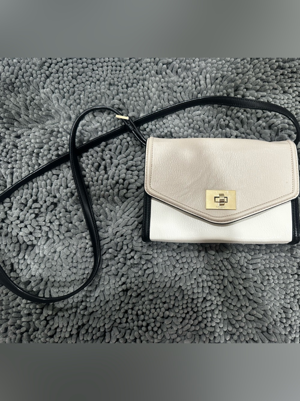 kate spade Cream and White Mini Crossbody with Black Trim